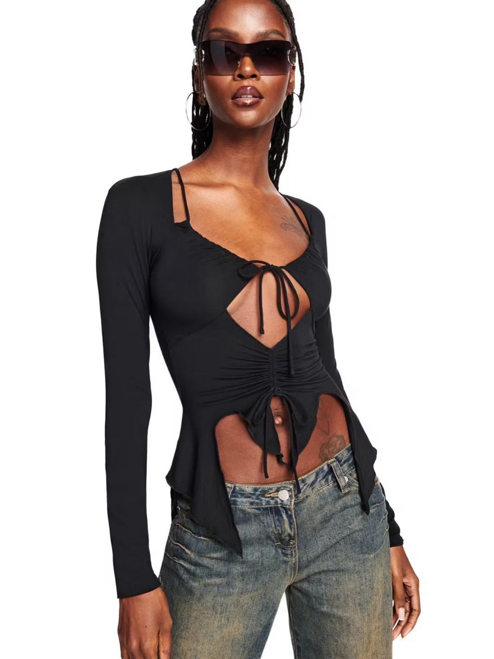 I.AM.GIA Svana Long Sleeve Top Black Long Sleeve Top Small Draped